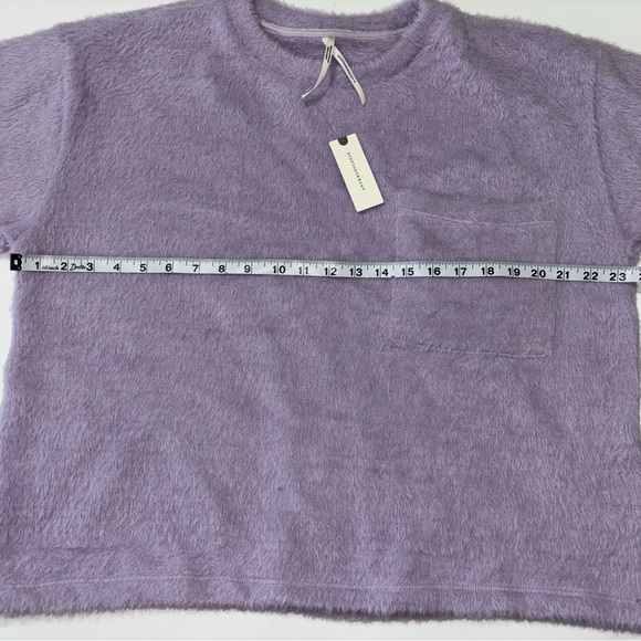 Anthropologie Women’s Lilac Fluffy Knit Short Sleeve Sweater Top Size M NWT - Picture 8 of 10